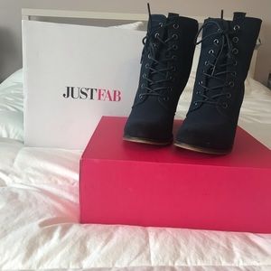 Navy Blue Lace up booties.